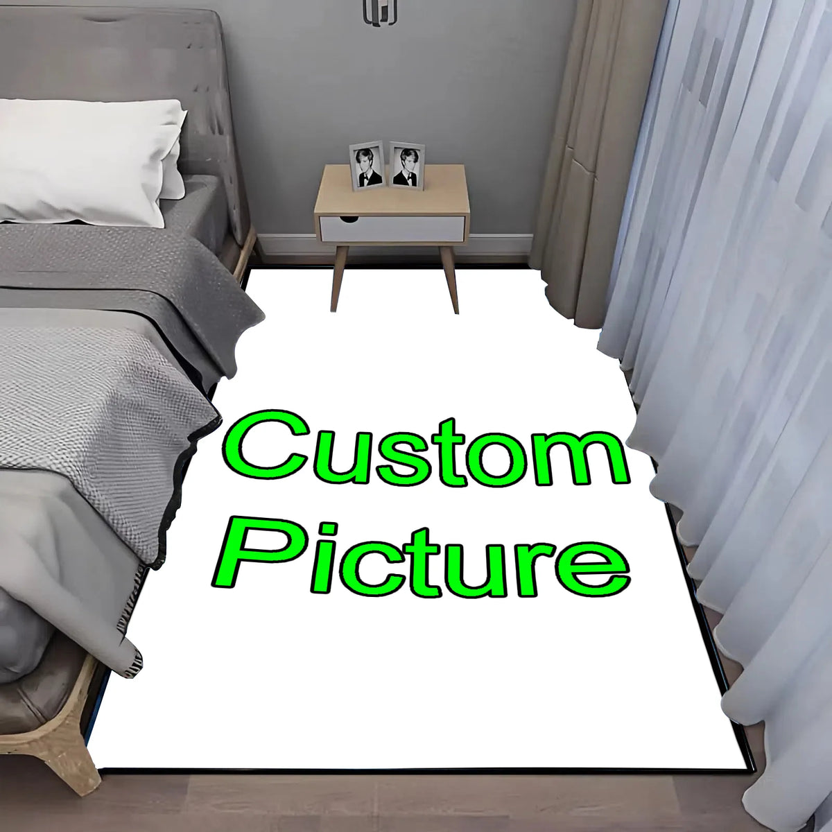 tapis personnalisé moderne rectangle blanc vert flocage caoutchouc géométrique polyester