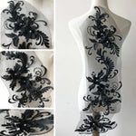 applique textile brodée floral semi transparente rose clair noir baroque