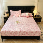 housse lit imprimée coeurs roses clairs moderne 100 polyester élastique single queen king