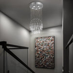 lustre suspendu moderne cristal argenté gouttes transparentes intérieur luxe