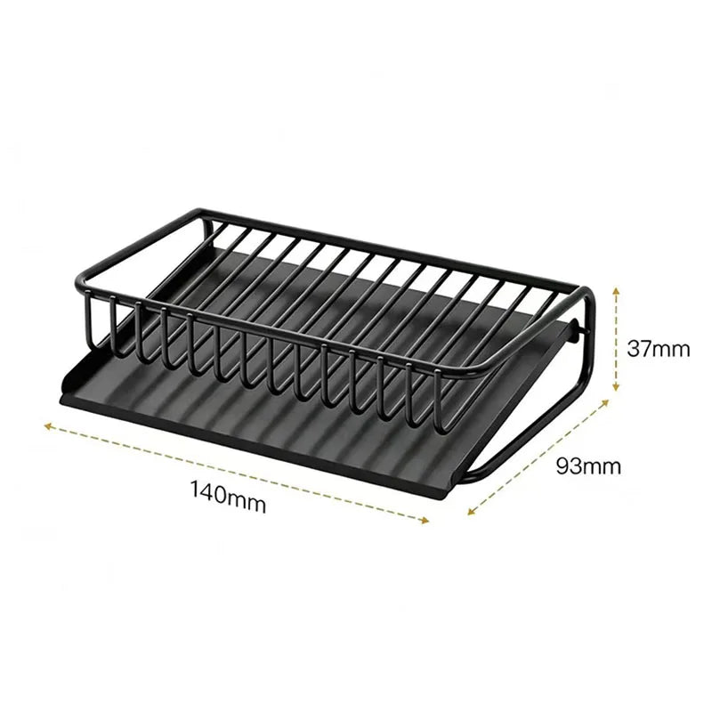 porte savon moderne plastique noir grille métallique opaquant étagère drainage