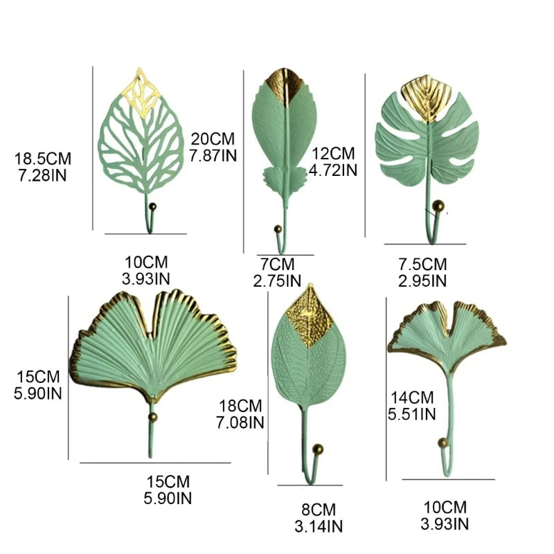 porte clés feuilles dorées moderne vert ornemental décoration chambre vert doré