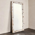 miroir decoratif moderne blanc beige cadre macramé pied maison art deco