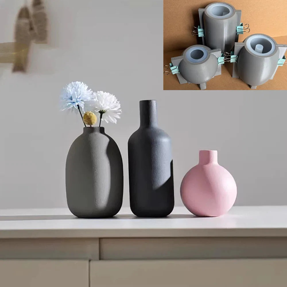 moulage vase béton ciment plâtre résine silicone gris moderne clips decoration diy