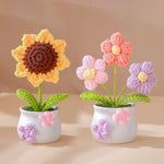 décoration maison tricotée bouquet fleurs artificielles anniversaire baby shower tricolore creative artisanal