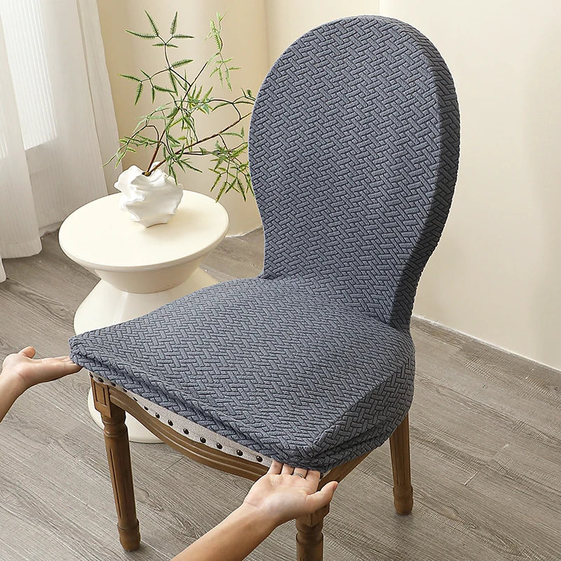 housse chaise tissée motifs géométriques beige moderne protection salon mariage