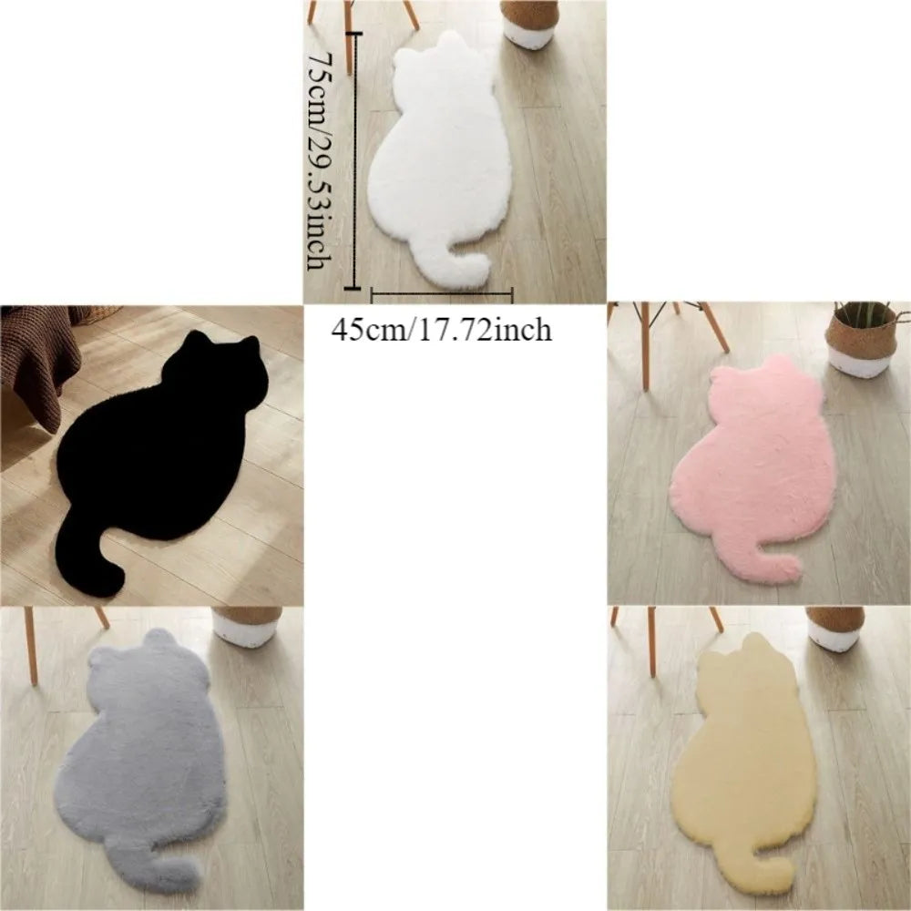 tapis acrylique doux motif chat gris noir rose beige moderne
