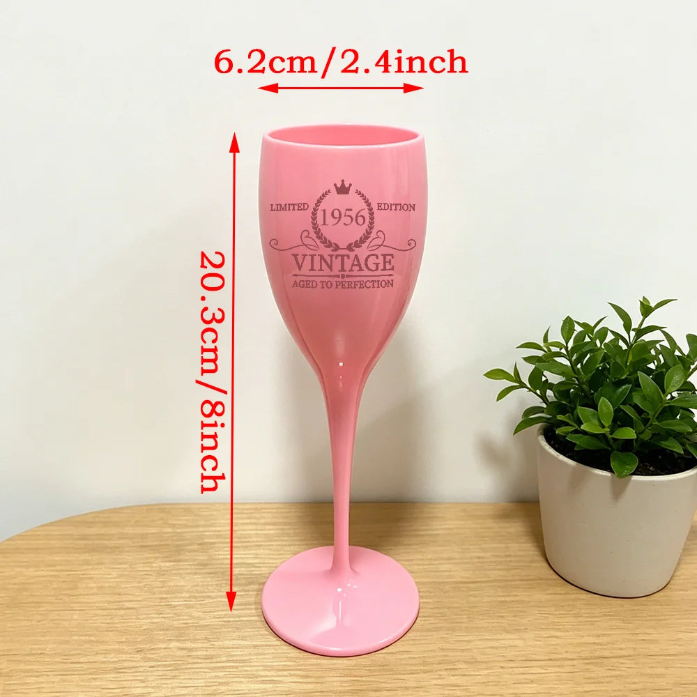 verre vin vintage LIMITED EDITION 1986 rose clair gravé moderne anniversaire cadeau femme