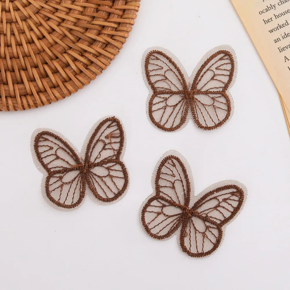 appliques papillon dentelle brodée transparentes couleurs variées polyester 4.5cm 4.0cm DIY trims patches oniriques