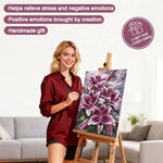 tableau peindre fleur lys toile diy pinceaux peintures guide opaque réaliste decoration maison hobby