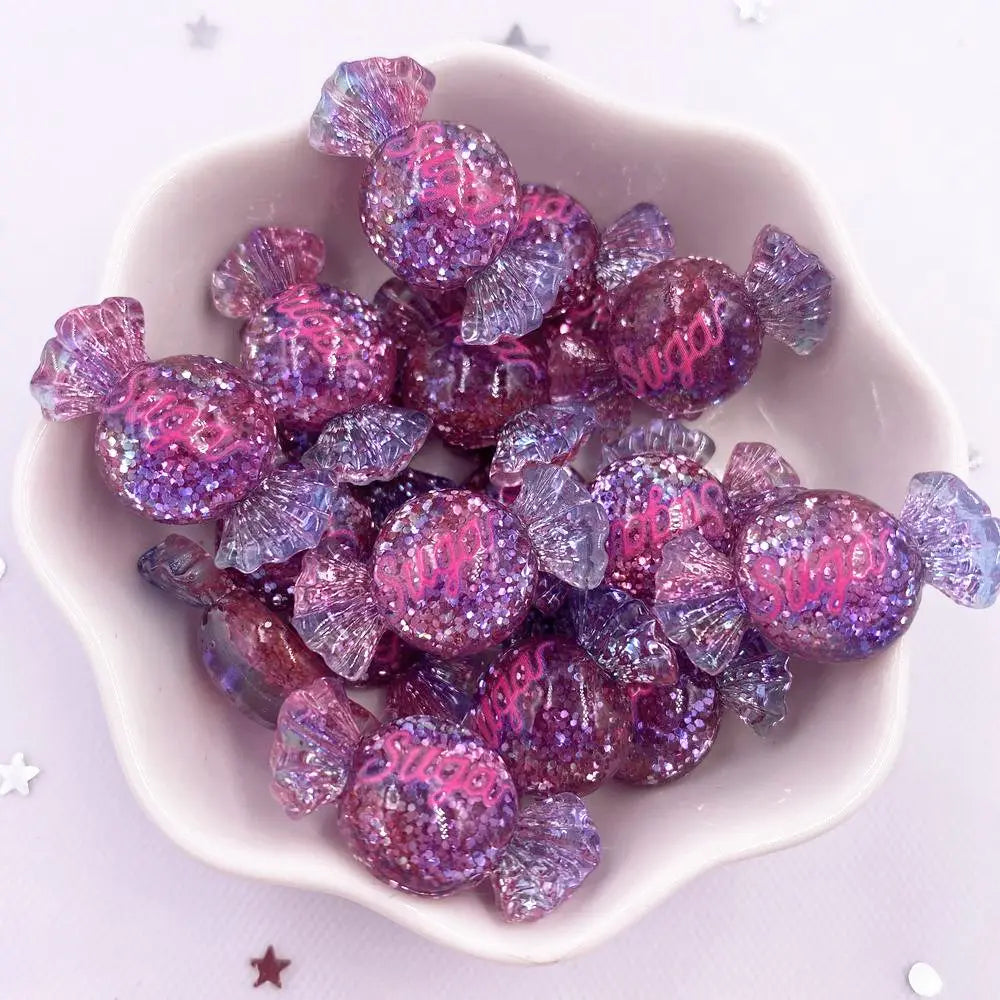 cabochons résine colorée 3d bonbons violet rose bleu jaune gradient brillants scrapbook artisanat