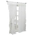 rideau blanc volants classique tubulaire translucide polyester balcon maison