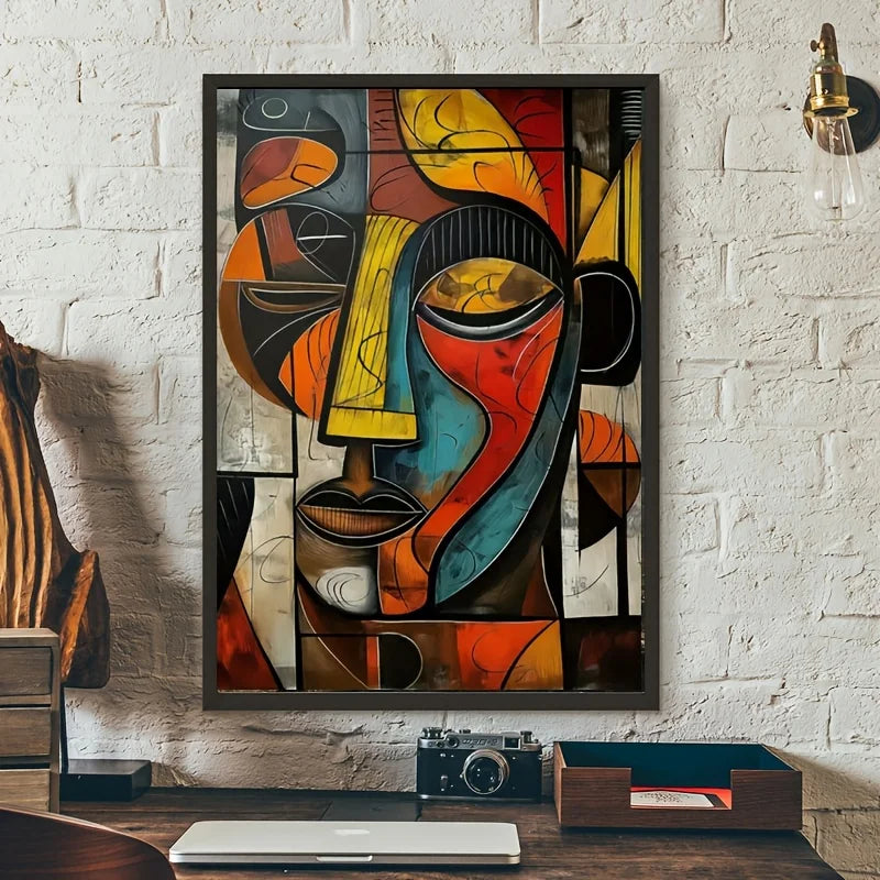 toile d'art abstraite contemporaine cubiste multicolore sans cadre salon chambre