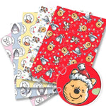papier cadeau rouge jaune rose gris motif winnie l'ourson amis enfant