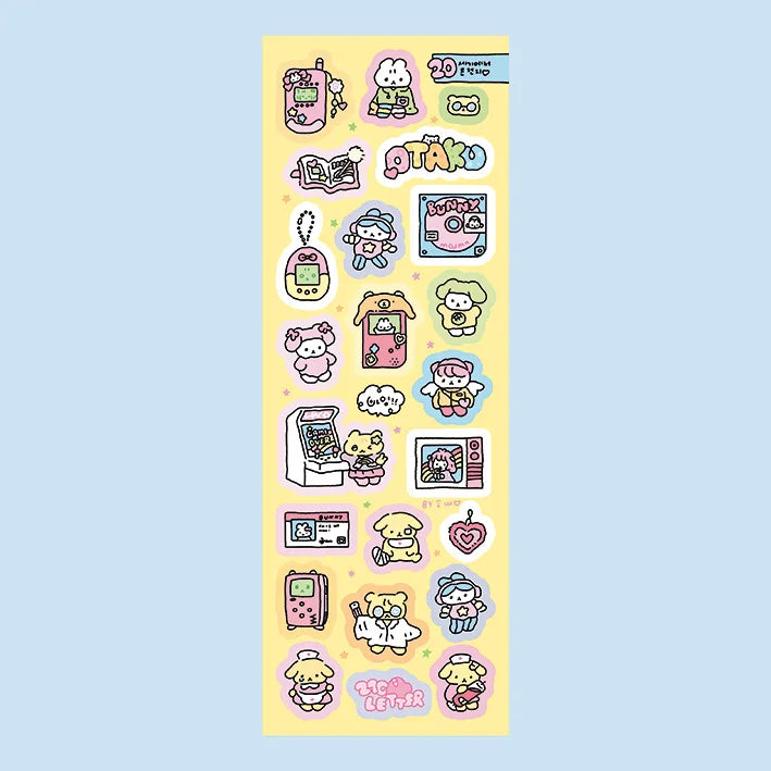 stickers kawaii multicolores dessins animés adhésifs mignons thème cuisine jeux vidéo halloween