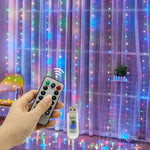 rideau lumineux led blanc chaud multicolore moderne télécommande usb crochets semi transparent vacances chambre