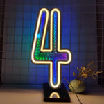 lumière numérique led numéro bleu vert blanche moderne rayures colorées base détachable fête événement
