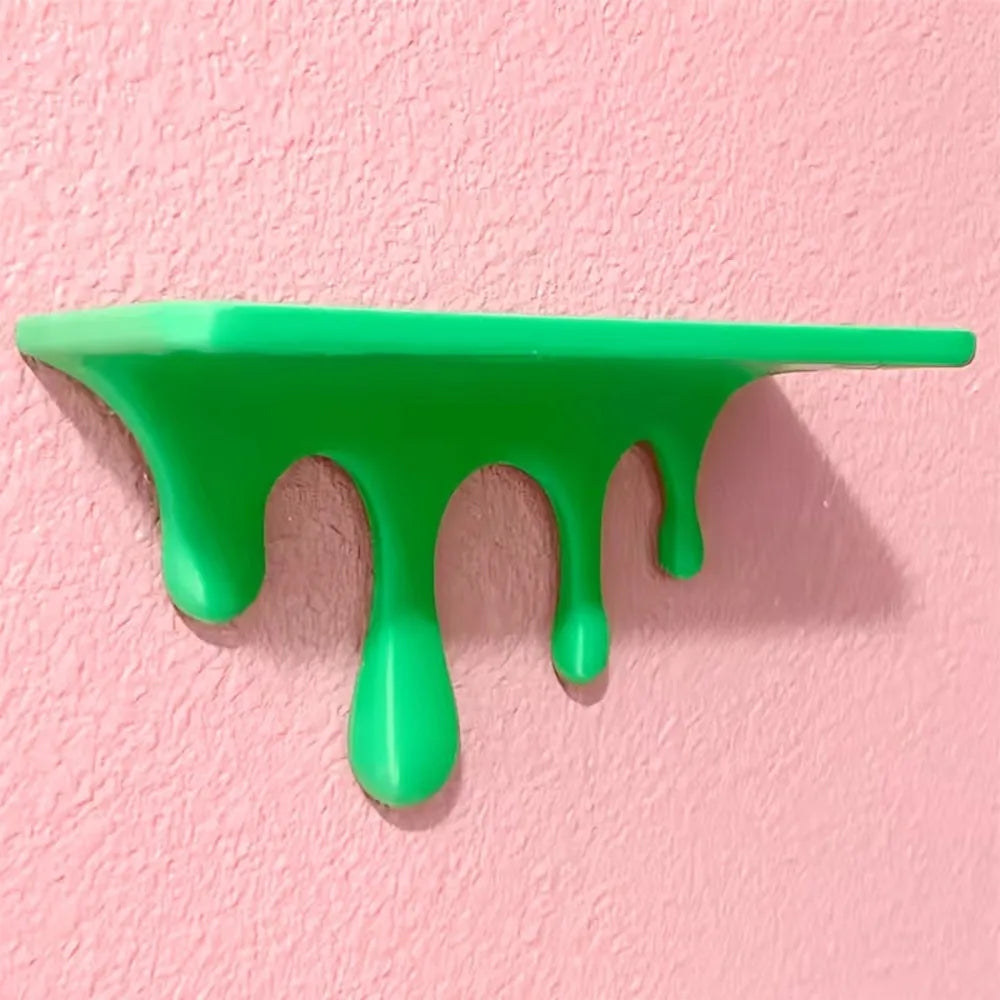 étagère murale moderne adhésif verte rouge noire grise dégoulinante plante bougie photo tortue vase