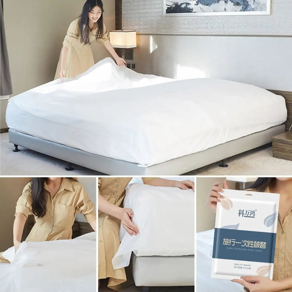 draps jetables blancs gaufrés housse couette taies d'oreiller ensemble literie moderne minimaliste