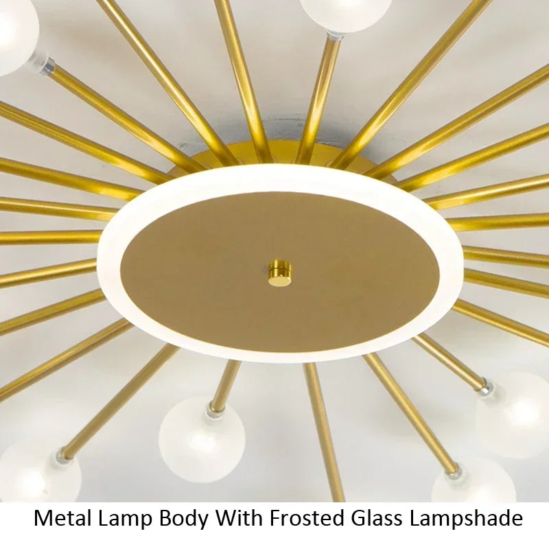 lampe suspension moderne or blanc sphères translucides scandinave structure métallique led éclairage intérieur