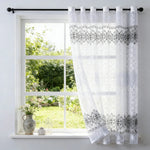 rideau blanc noir broderie florale transparent classique maison salon chambre decoration