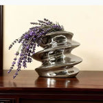 vase décoratif moderne argent brillant ondulé table fleurs transparent minimaliste