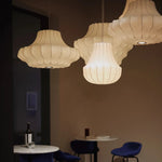 suspension lumineuse moderne blanc beige rayures verticales câble suspendu 4200K 3000K 6500K