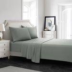 ensemble draps bleu marine profond tissage serré doux moderne minimaliste pièces drap housse plat