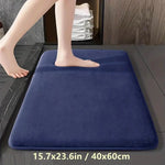 tapis bain bleu marine gris moderne doux antidérapant absorbant rapide séchage