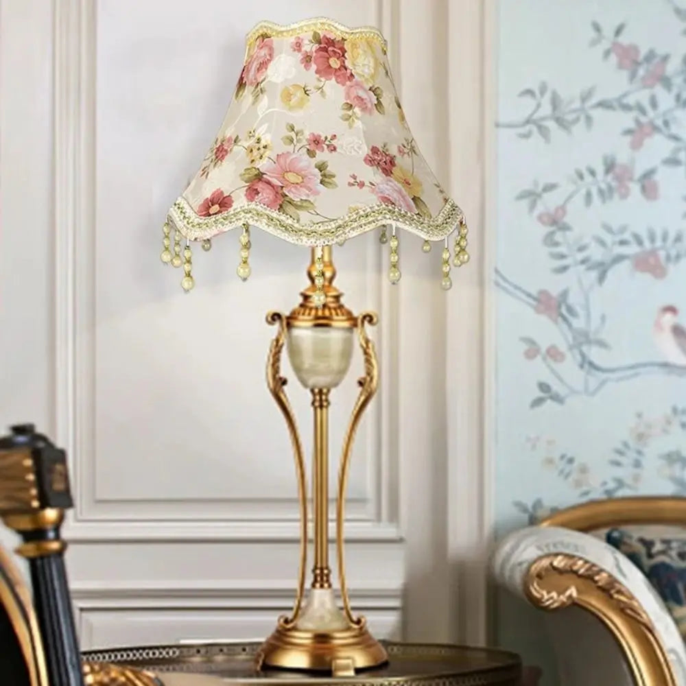 lumière led abatjour floral dorées shabbychic vintage beige rose verte