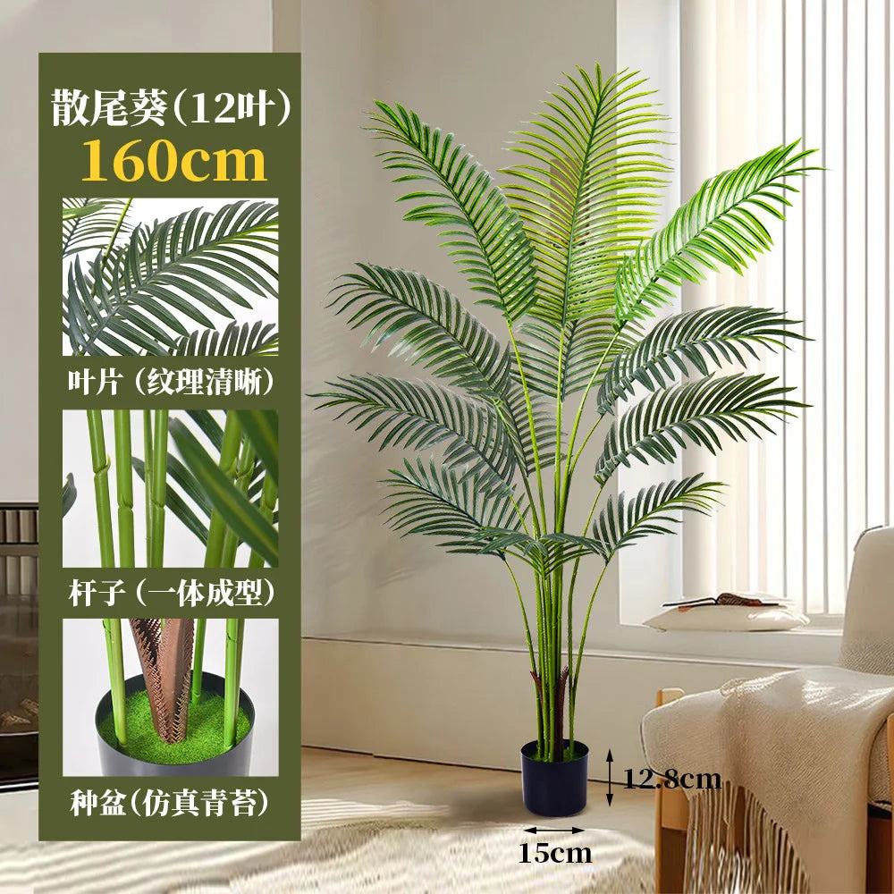 plantes artificielles feuilles palmier vertes modernes décoration extérieure pot grande taille