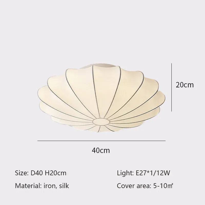 lampe moderne soie blanc rayures coquillage lumières 10 15m²