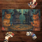 tapis jeu multicolore chats sorcières cartes non glissant illustration art opacité gaming