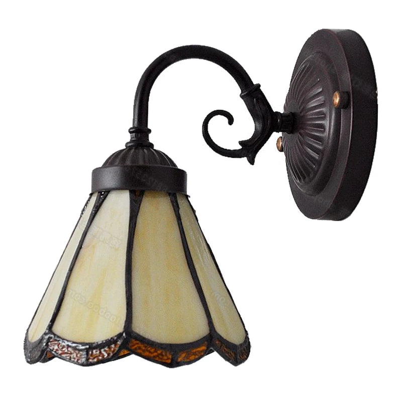 lampe murale art déco verre teinté motifs géométriques noir jaune orange fixée vis éclairage