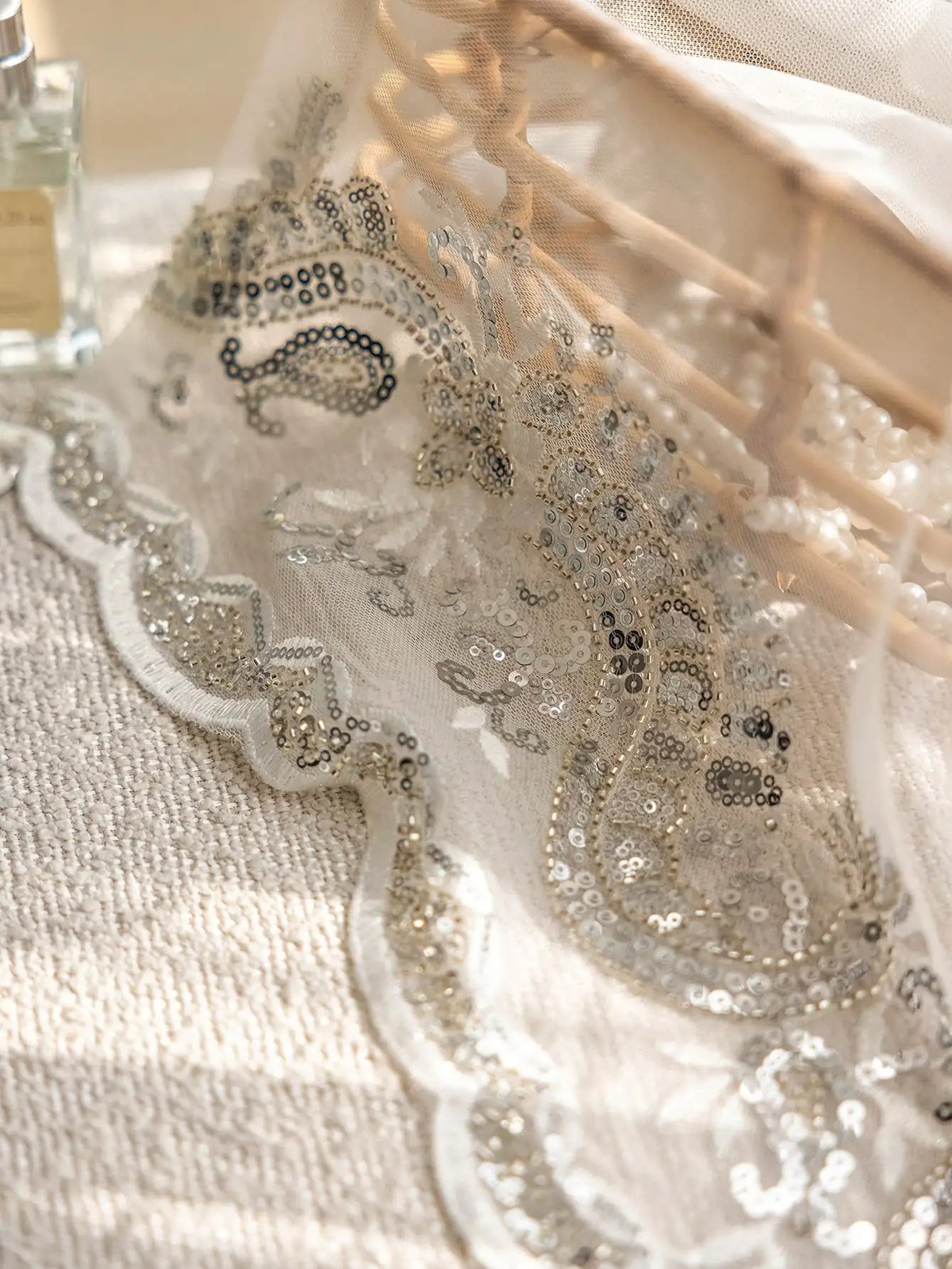 rideau blanc transparent brodé sequins classique chambre salon polyester