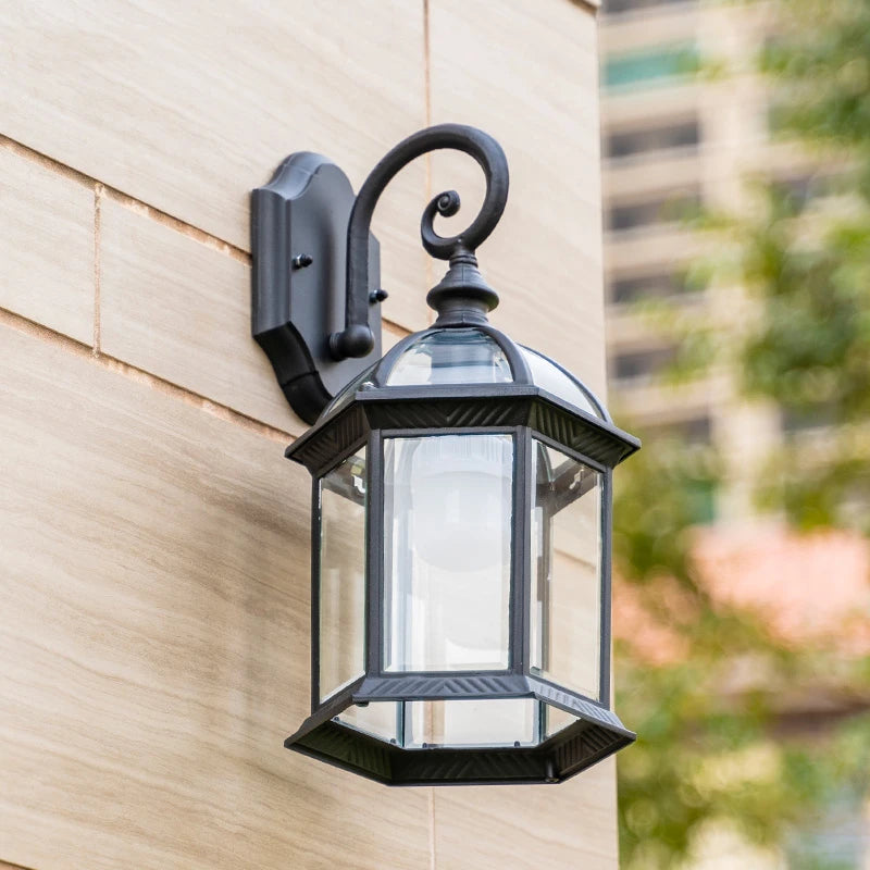 lampe murale classique transparente barreaux métal noir fixe courant alternatifs