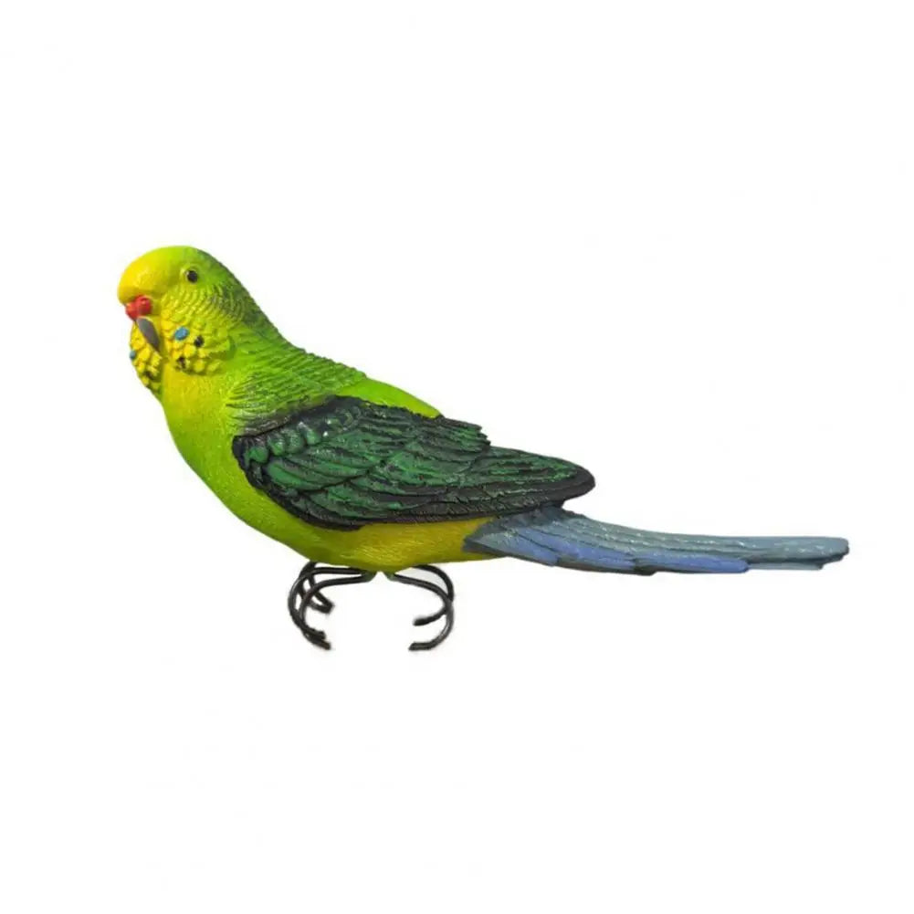 statuette perroquet résine couleurs vives plumes décoratif tropical pot fleurs