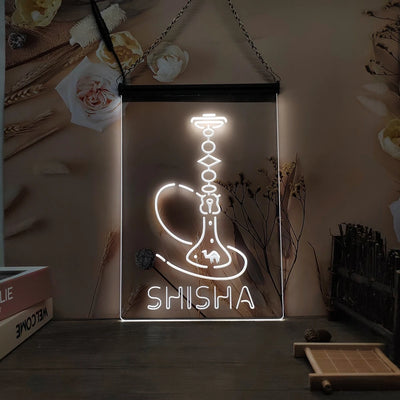 Enseigne LED Narguilé Shisha 3D éclairée en néon pour décoration murale