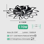 lampe moderne fleur lotus acrylique polie blanc noir réglable lumière chambre salon