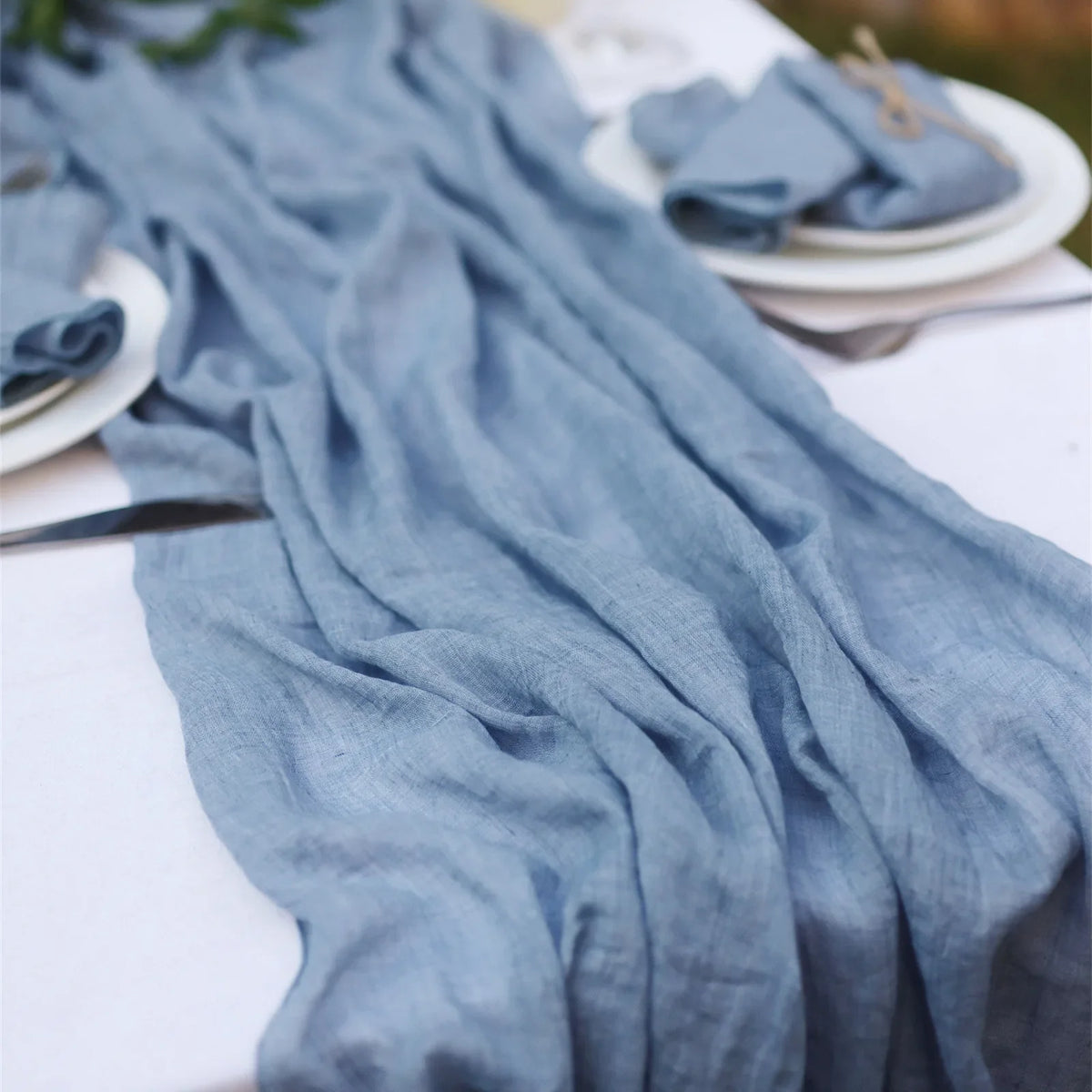 serviettes table vert olive rose bleu clair gris texture lin naturelle classique maison wedding