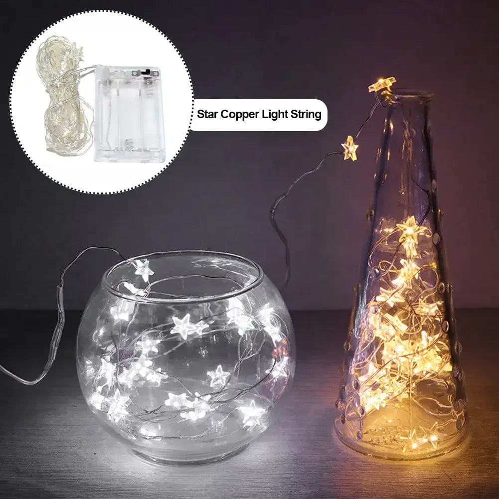 guirlande lumineuse étoiles dorées fil transparent auto batterie 5m 50lumières moderne noël mariage