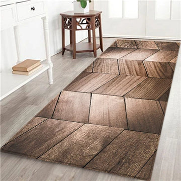 tapis sol intérieur extérieur motif bois naturel rustique antidérapant cuisine salon