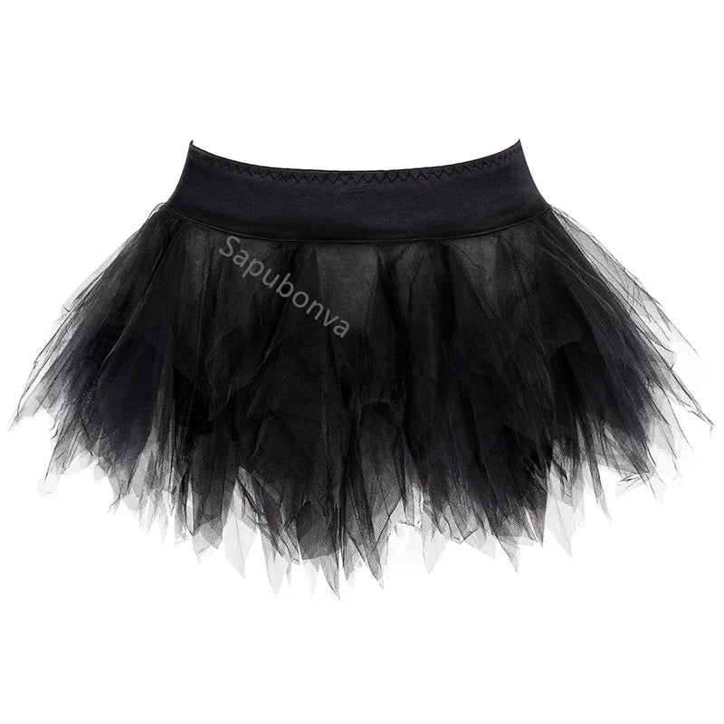 jupe tutu courte tulle bouffante femme sexy taille élastique noire