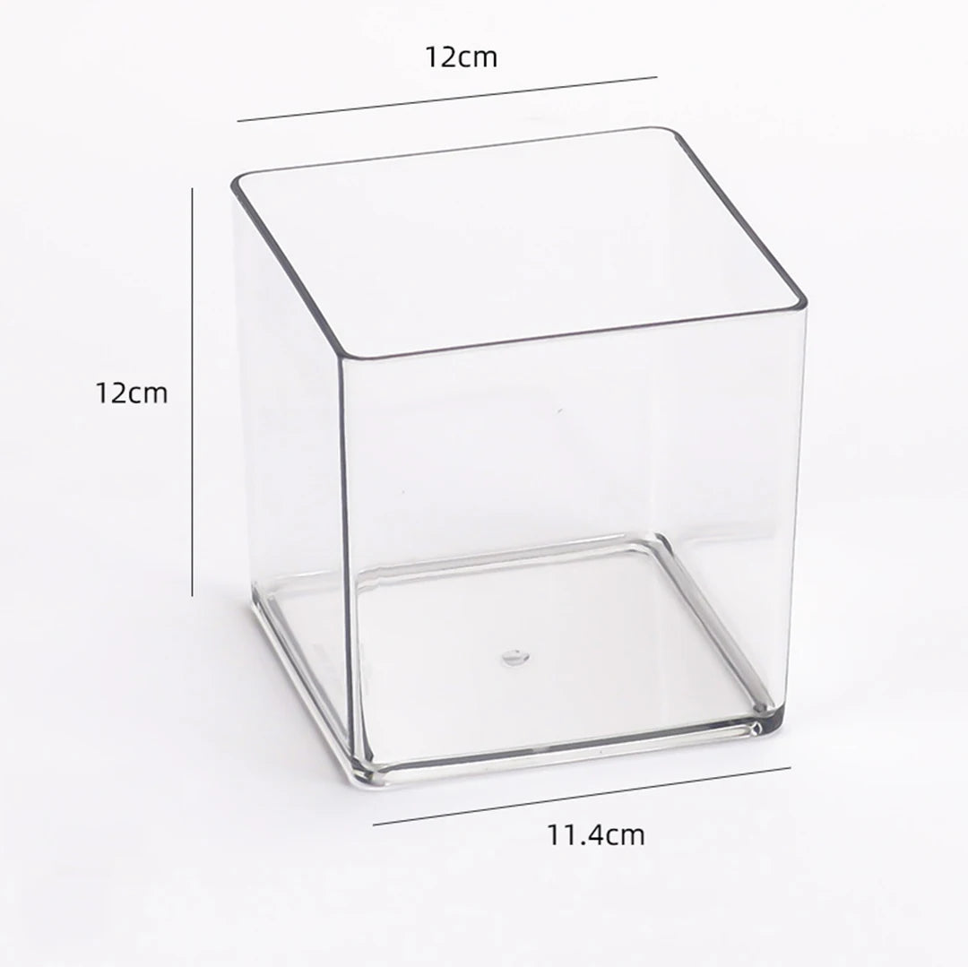 boîtes rangement transparentes cubes minimalistes 6cm 8cm 10cm 12cm 15cm