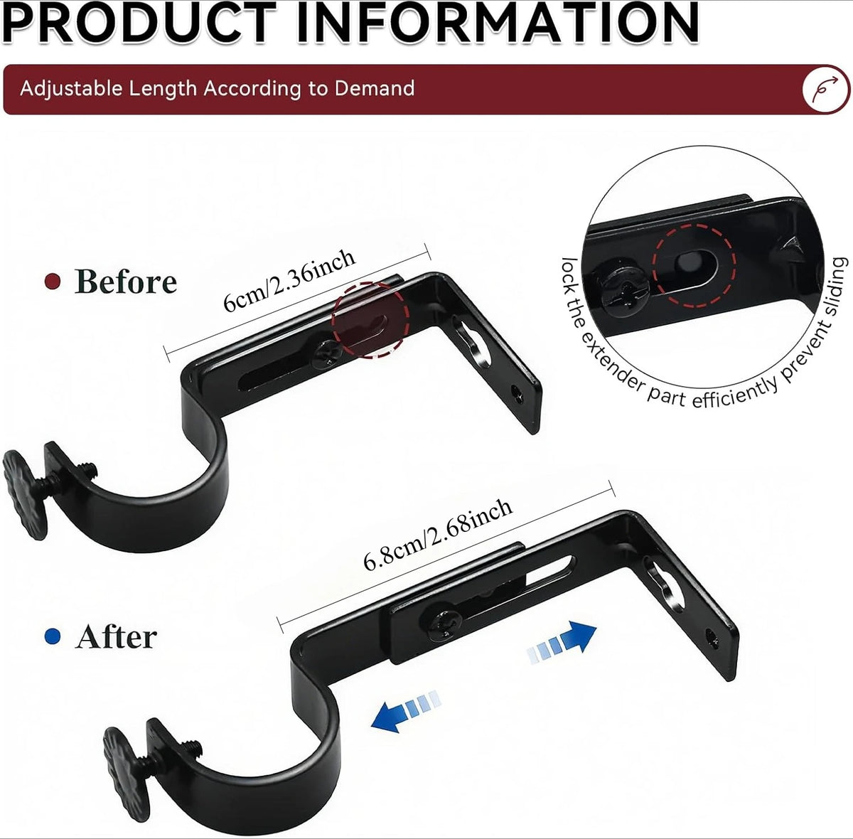 support rideau moderne noir mat vis fixation tiges rideau minimaliste