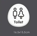 panneau toilettes moderne symboles homme femme flèche blanc adhésif 16.5cm 15.5cm