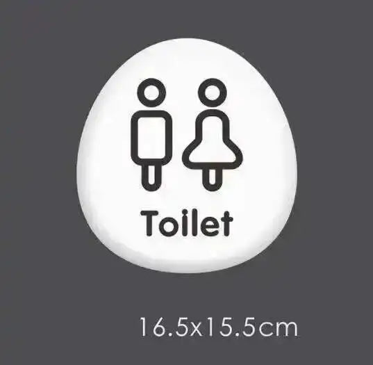 panneau toilettes moderne symboles homme femme flèche blanc adhésif 16.5cm 15.5cm