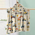 serviette plage polyester capuche tracteur excavatrice soleils moderne enfant beige clair absorption rapide