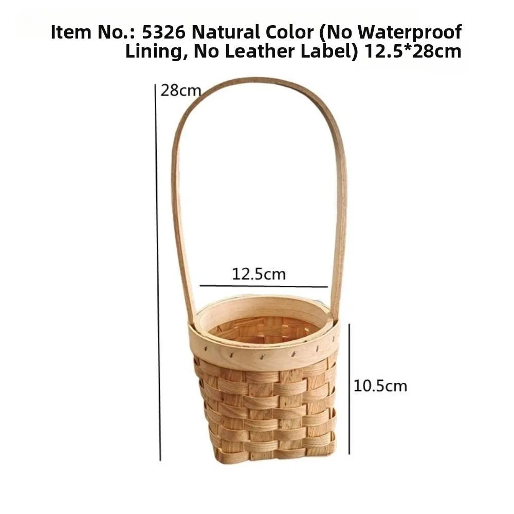 panier tressé marron clair poignée utilisation multiple réutilisable traditionnel maison fleurs rangement