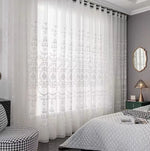 rideau blanc broderie florale transparent classique fenêtre française polyester haut gamme